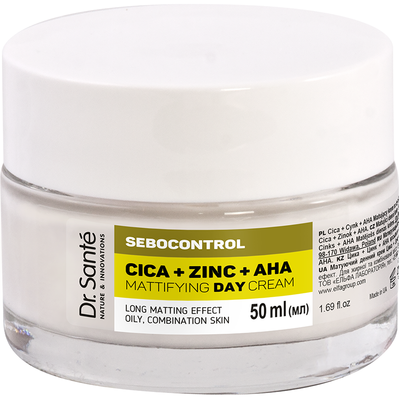 SEBOCONTROL Cica + Cynk + AHA Matujący krem na dzień Dr.Sante 50 ml