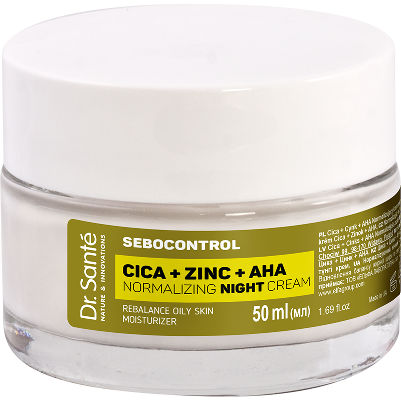 SEBOCONTROL Cica + Cynk + AHA Normalizujący krem na noc Dr.Sante 50 ml