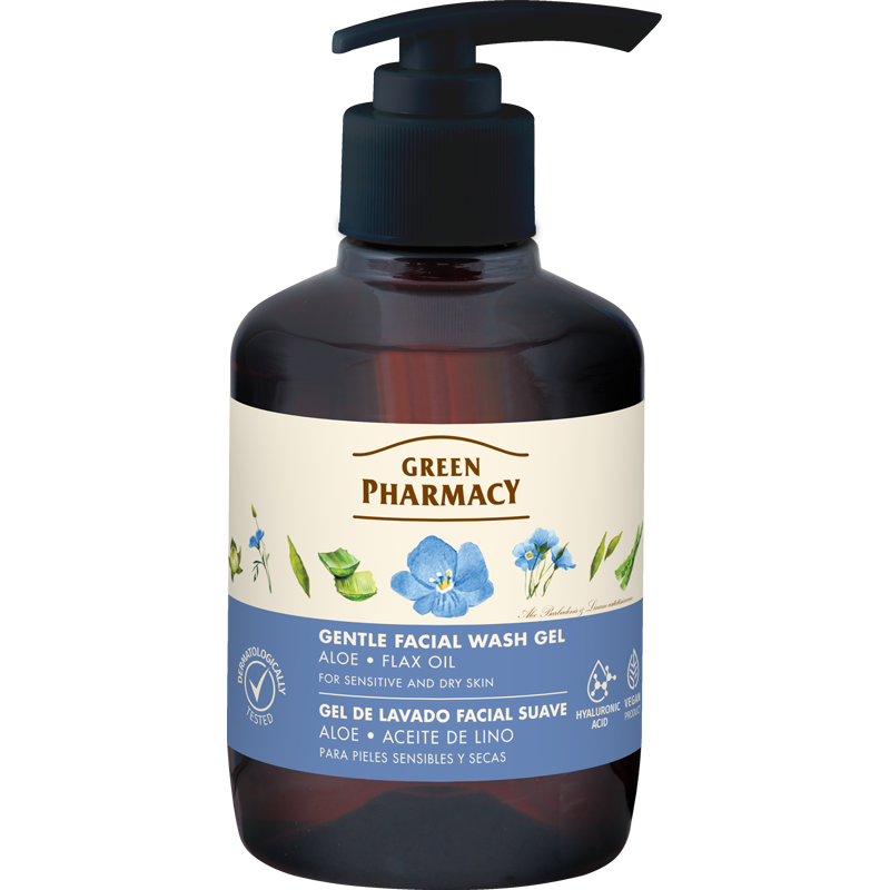 Delikatny żel do mycia twarzy aloes i olej lniany Green Pharmacy 270ml