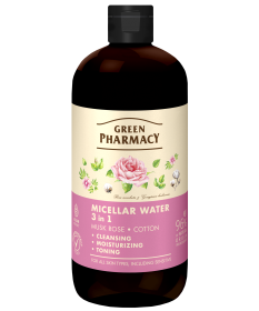Woda micelarna 3 w 1 róża piżmowa i bawełna Green Pharmacy 500ml