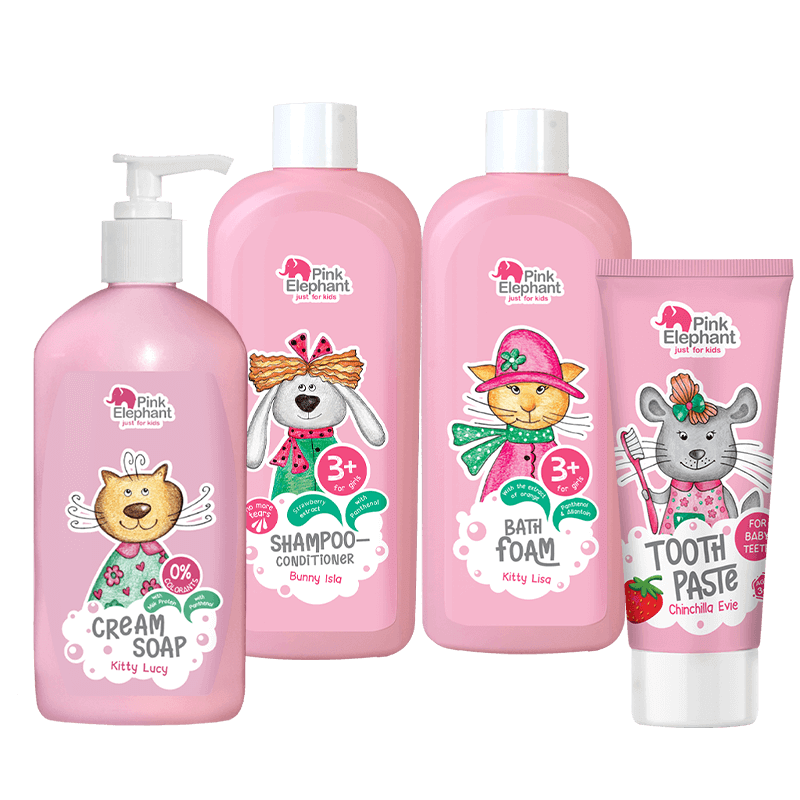 ZESTAW różowy dla dzieci Pink Elephant