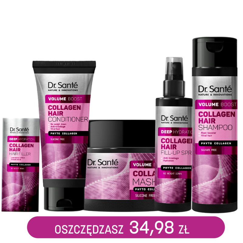 ZESTAW elastyczność i połysk włosów COLLAGEN HAIR Volume boost Dr. Sante