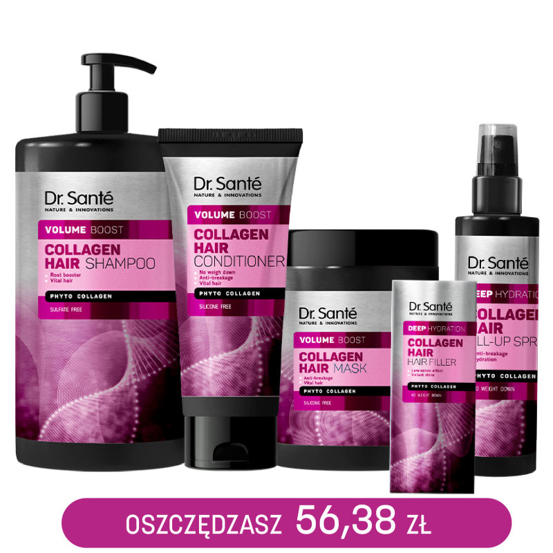 ZESTAW dla mocnych i pięknych włosów COLLAGEN HAIR Volume boost Dr. Sante