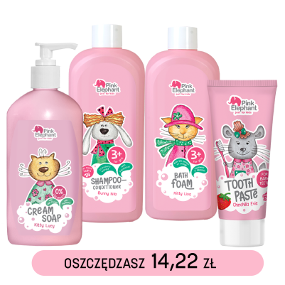 ZESTAW różowy dla dzieci Pink Elephant