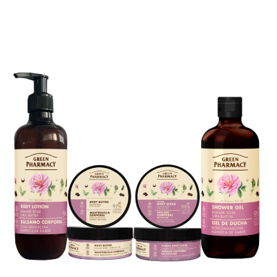 ZESTAW zwiększający elastyczność skóry z różą damasceńską i masłem shea Green Pharmacy