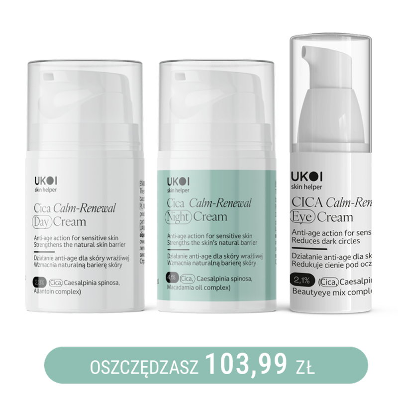 Zestaw kremów do twarzy i pod oczy UKOI z CICA