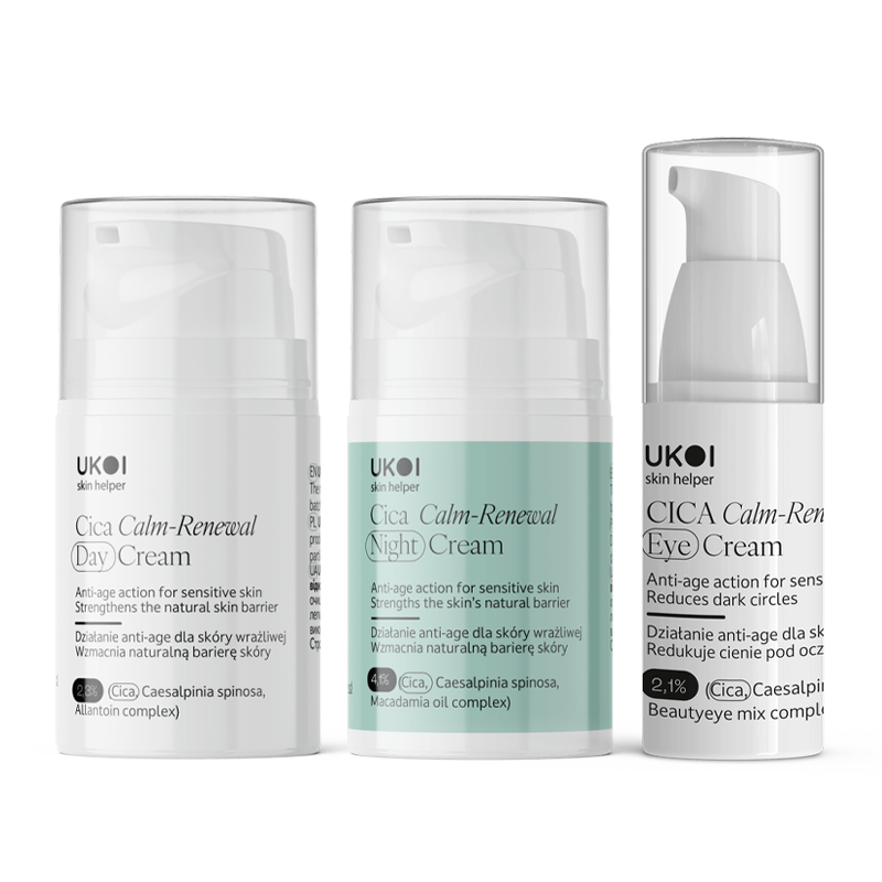 Zestaw kremów do twarzy i pod oczy UKOI z CICA