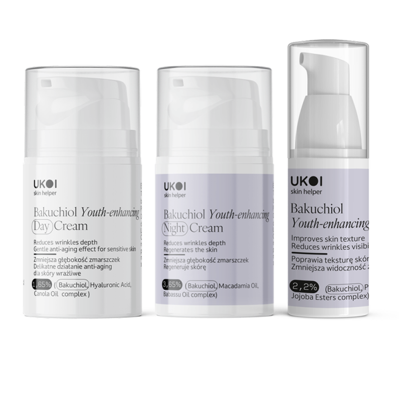 Zestaw kremy do twarzy + serum UKOI z bakuchiolem