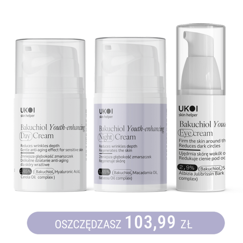 Zestaw kremów do twarzy i pod oczy UKOI z bakuchiolem