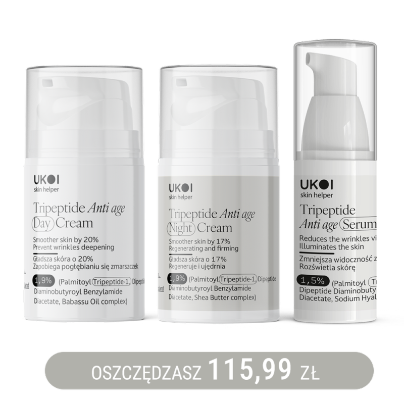 Zestaw kremy do twarzy + serum UKOI z tripeptydami