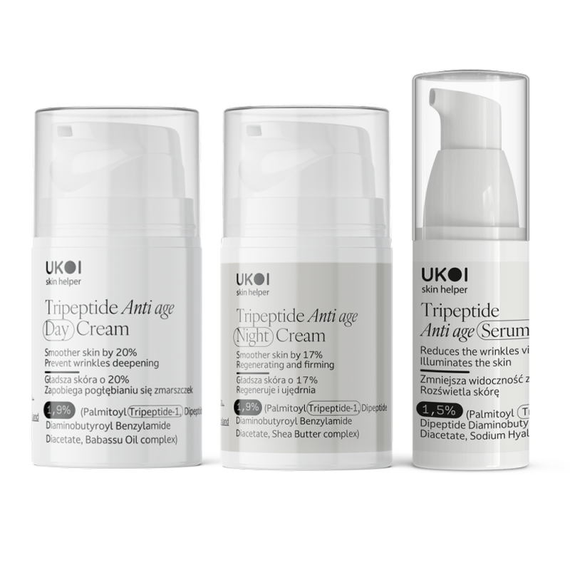 Zestaw kremy do twarzy + serum UKOI z tripeptydami