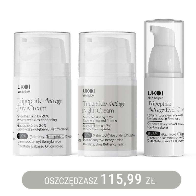 Zestaw kremów do twarzy i pod oczy UKOI z tripeptydami
