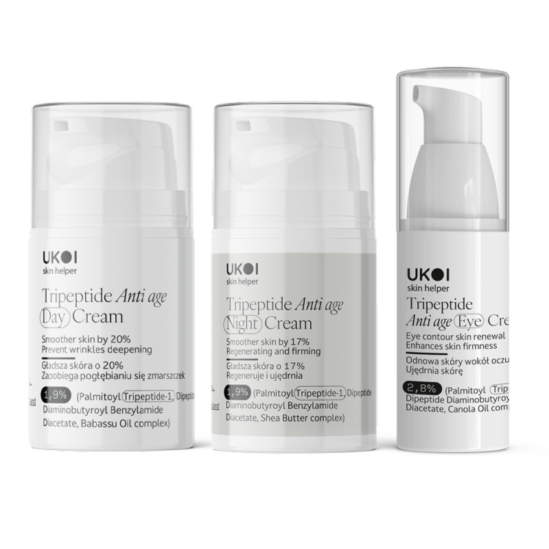 Zestaw kremów do twarzy i pod oczy UKOI z tripeptydami