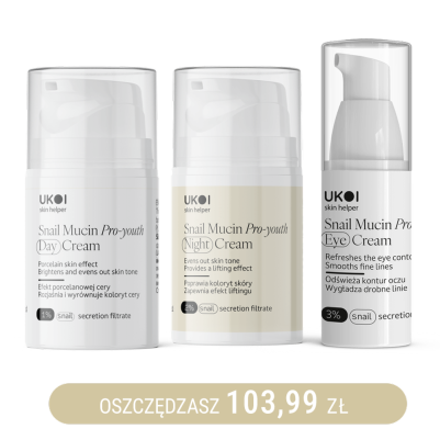 Zestaw kremów do twarzy i pod oczy UKOI z filtratem śluzu ślimaka