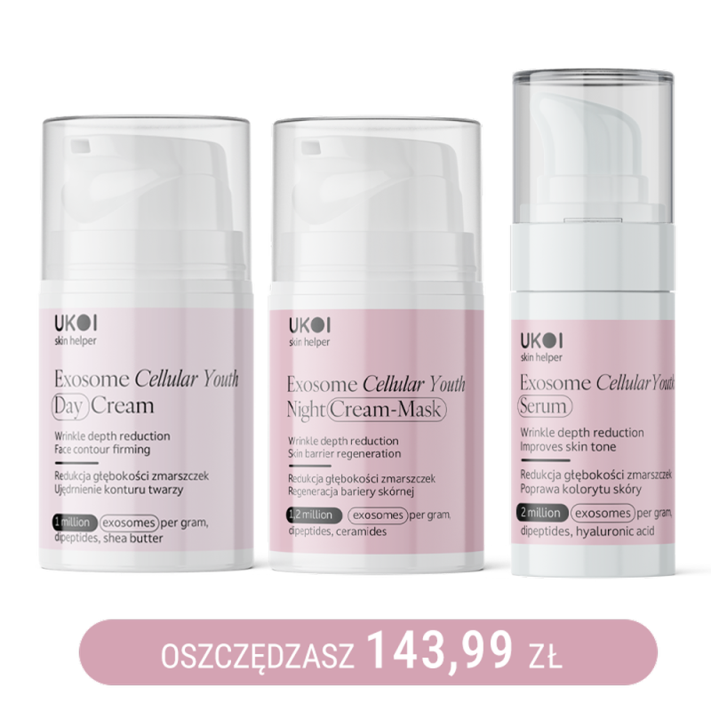 Zestaw kremy do twarzy + serum UKOI z egzosomami