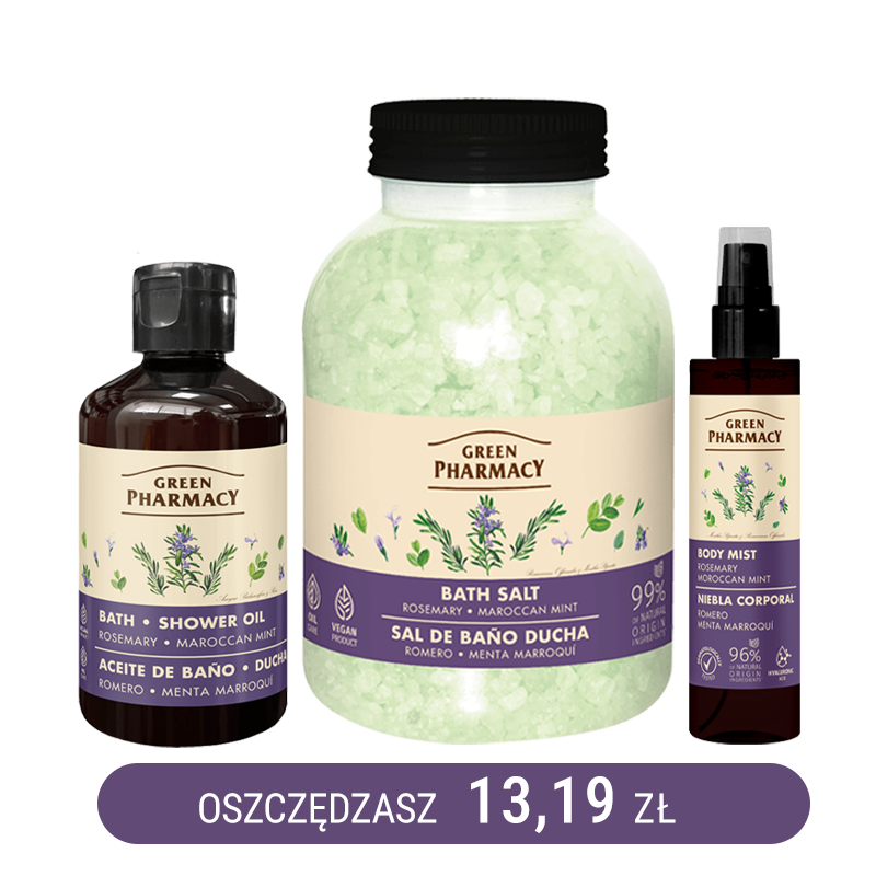 Zestaw do przyjemnej kąpieli o zapachu rozmarynu i mięty marokańskiej