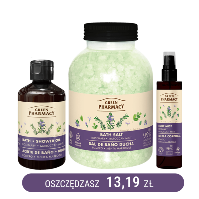 Zestaw do przyjemnej kąpieli o zapachu rozmarynu i mięty marokańskiej