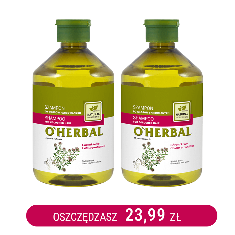 Szampon do włosów farbowanych z ekstraktem z tymianku O'Herbal 500ml x2