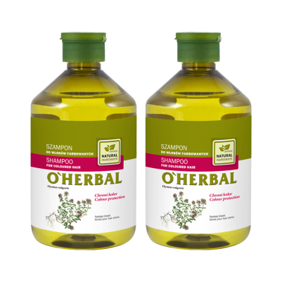 Szampon do włosów farbowanych z ekstraktem z tymianku O'Herbal 500ml x2