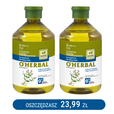Szampon do włosów przetłuszczających się z ekstraktem z mięty O'Herbal 500ml x2