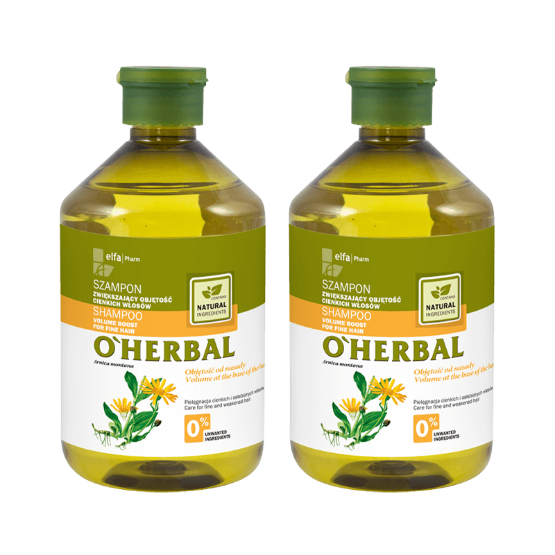 Szampon zwiększający objętość cienkich włosów z ekstraktem z arniki O'Herbal 500ml x2