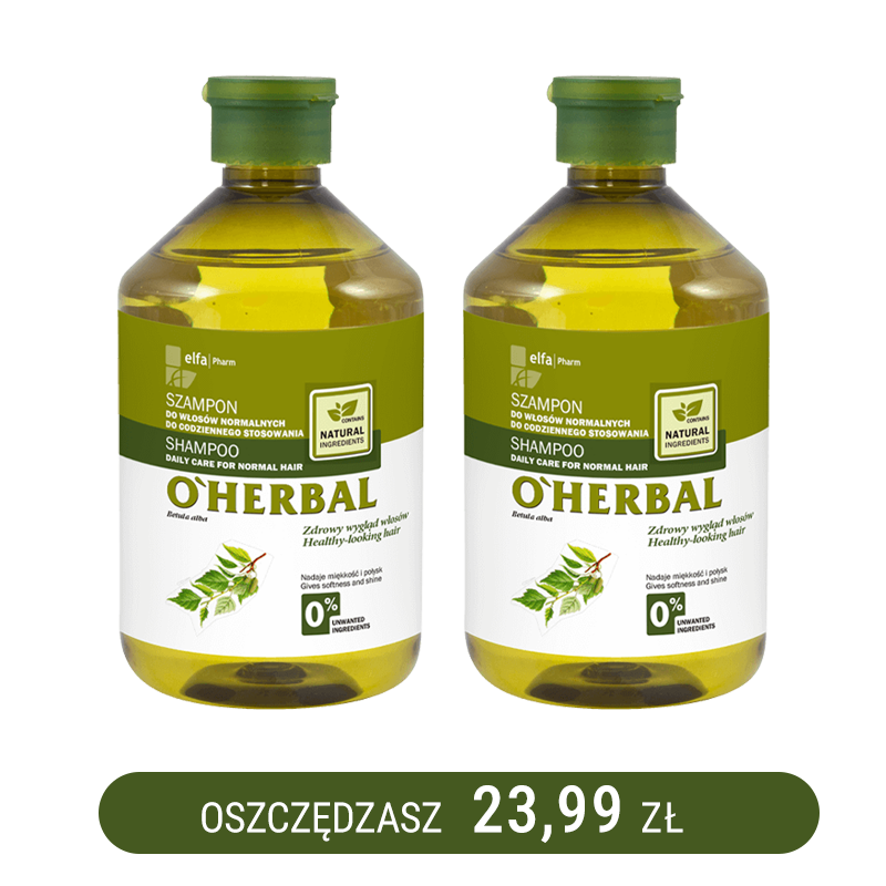 Szampon do włosów normalnych do codziennego stosowania z ekstraktem z brzozy O'Herbal 500ml x2