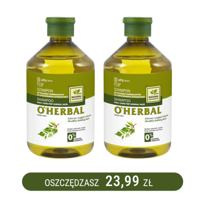 Szampon do włosów normalnych do codziennego stosowania z ekstraktem z brzozy O'Herbal 500ml x2