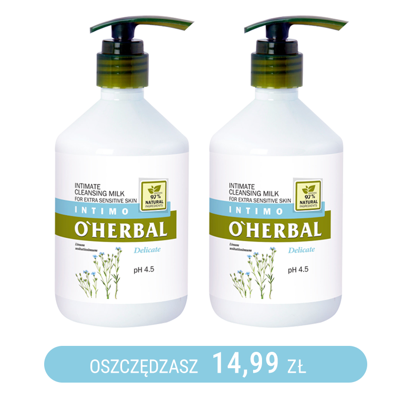 Oczyszczające mleczko do higieny intymnej dla bardzo wrażliwej skóry z ekstraktem z lnu - 500 ml x2