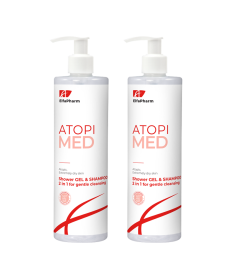 ATOPI MED Żel pod prysznic i Szampon 2 w 1 do delikatnego oczyszczania Elfa Pharm 400ml x2
