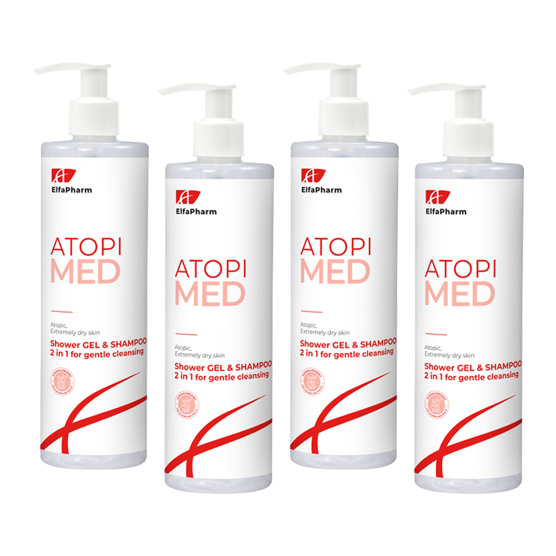 ATOPI MED Żel pod prysznic i Szampon 2 w 1 do delikatnego oczyszczania Elfa Pharm 400m x4