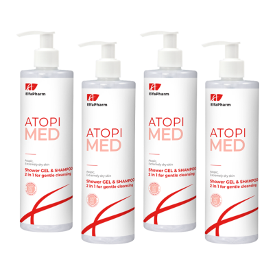 ATOPI MED Żel pod prysznic i Szampon 2 w 1 do delikatnego oczyszczania Elfa Pharm 400m x4