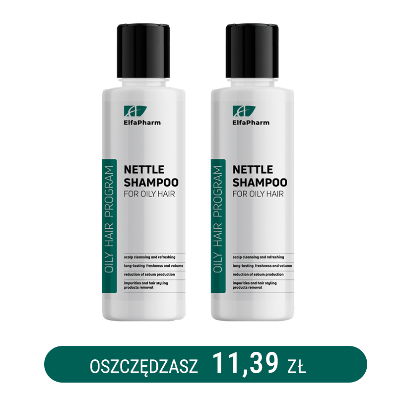 Oily Hair Szampon trychologiczny do włosów przetłuszczających się z pokrzywą Elfa Pharm 200ml x2