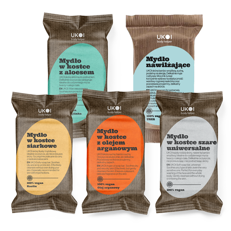 Zestaw testowy mydeł w kostce 100g UKOI x5