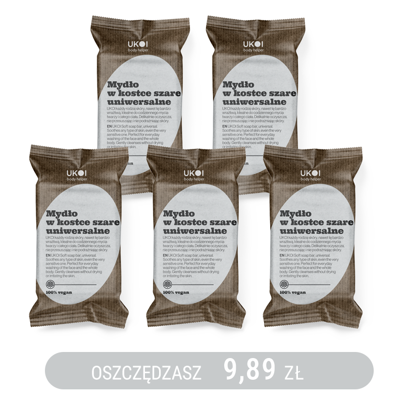 Szare, uniwersalne mydło w kostce 100g x5