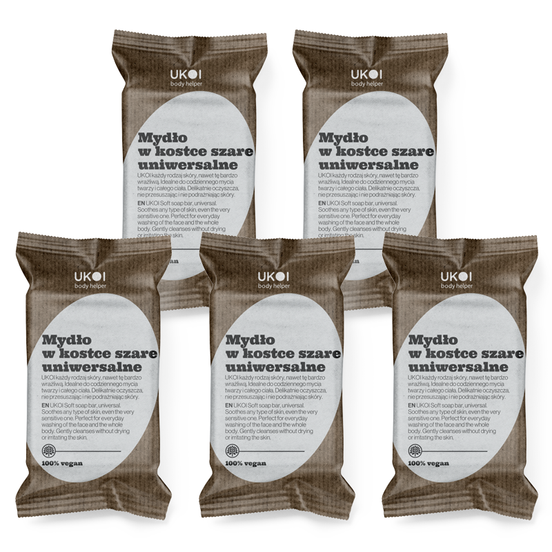 Szare, uniwersalne mydło w kostce 100g x5