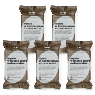 Szare, uniwersalne mydło w kostce 100g x5