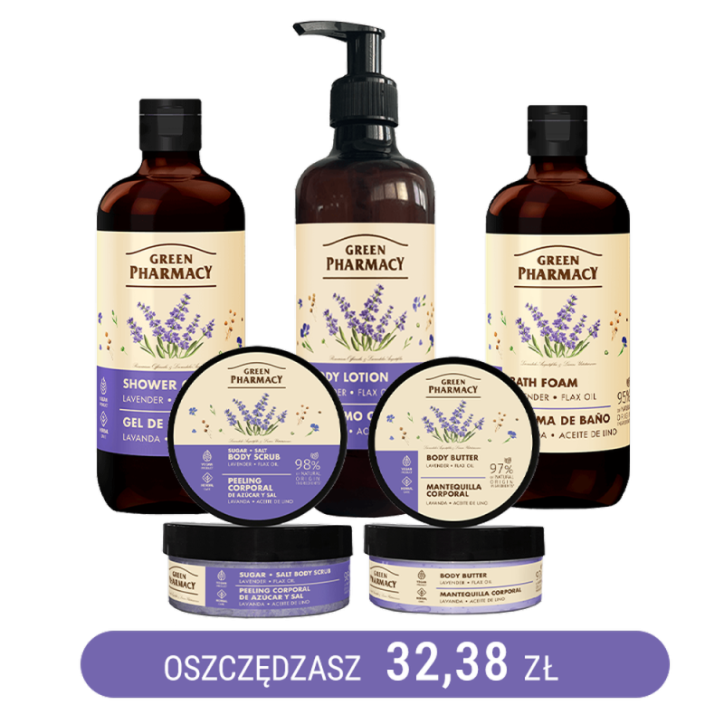 Zestaw do pielęgnacji ciała Lawenda i olejek lniany Green Pharmacy