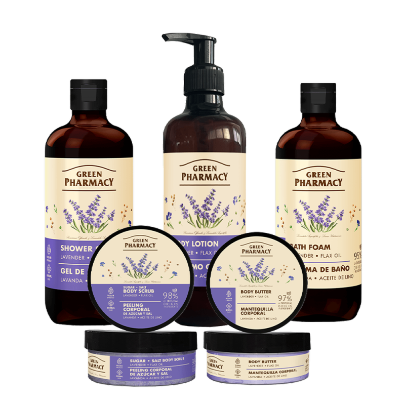 Zestaw do pielęgnacji ciała Lawenda i olejek lniany Green Pharmacy