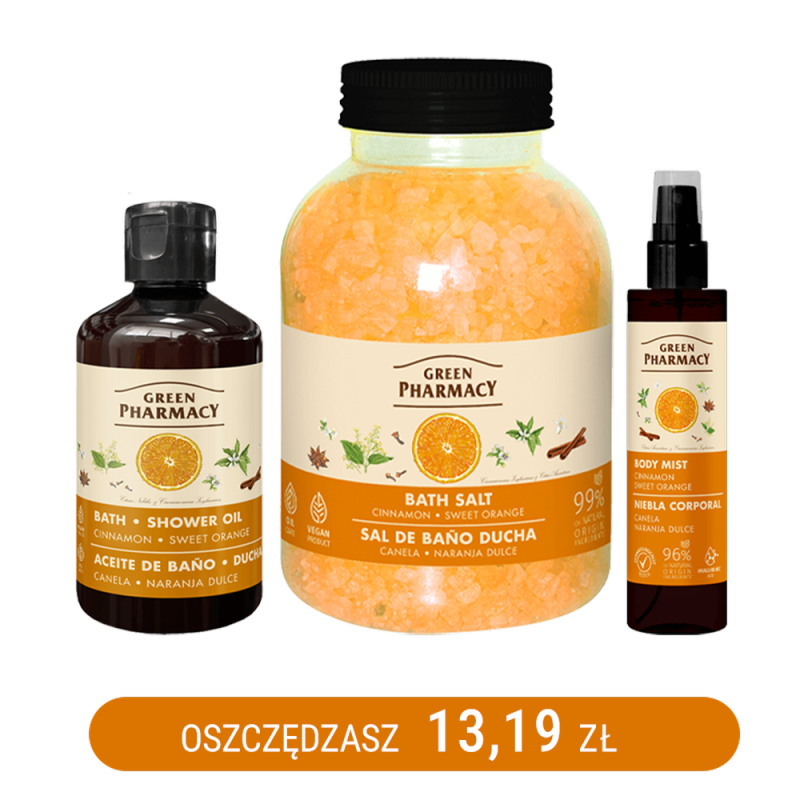 Zestaw do przyjemnej kąpieli o zapachu cynamonu i słodkiej pomarańczy