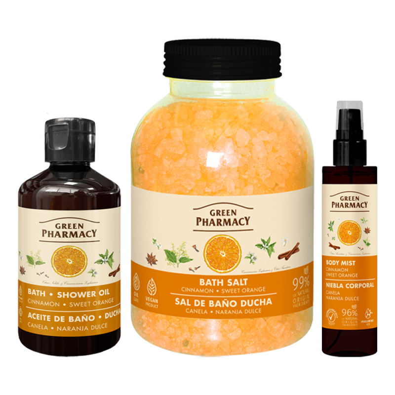 Zestaw do przyjemnej kąpieli o zapachu cynamonu i słodkiej pomarańczy