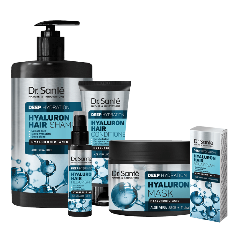 Zestaw intensywnie nawilżający włosy z kwasem hialuronowym Dr. Sante
