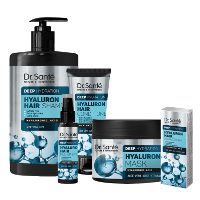 Zestaw intensywnie nawilżający włosy z kwasem hialuronowym Dr. Sante