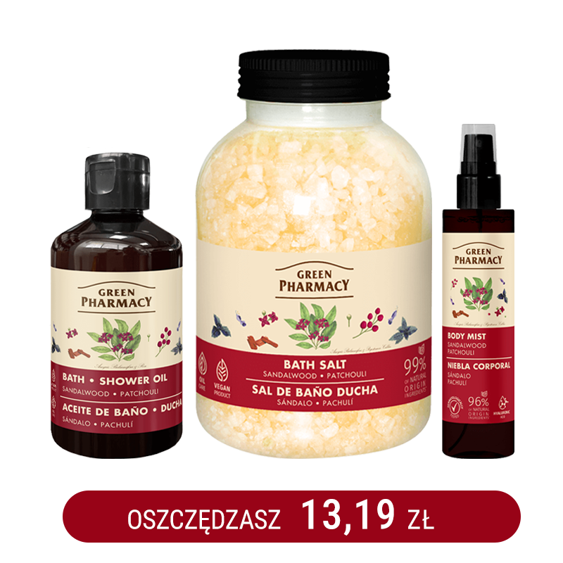 Zestaw do przyjemnej kąpieli o zapachu drzewa sandałowego i paczuli