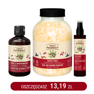 Zestaw do przyjemnej kąpieli o zapachu drzewa sandałowego i paczuli