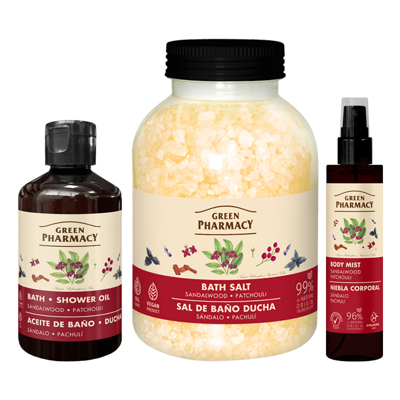 Zestaw do przyjemnej kąpieli o zapachu drzewa sandałowego i paczuli Green Pharmacy