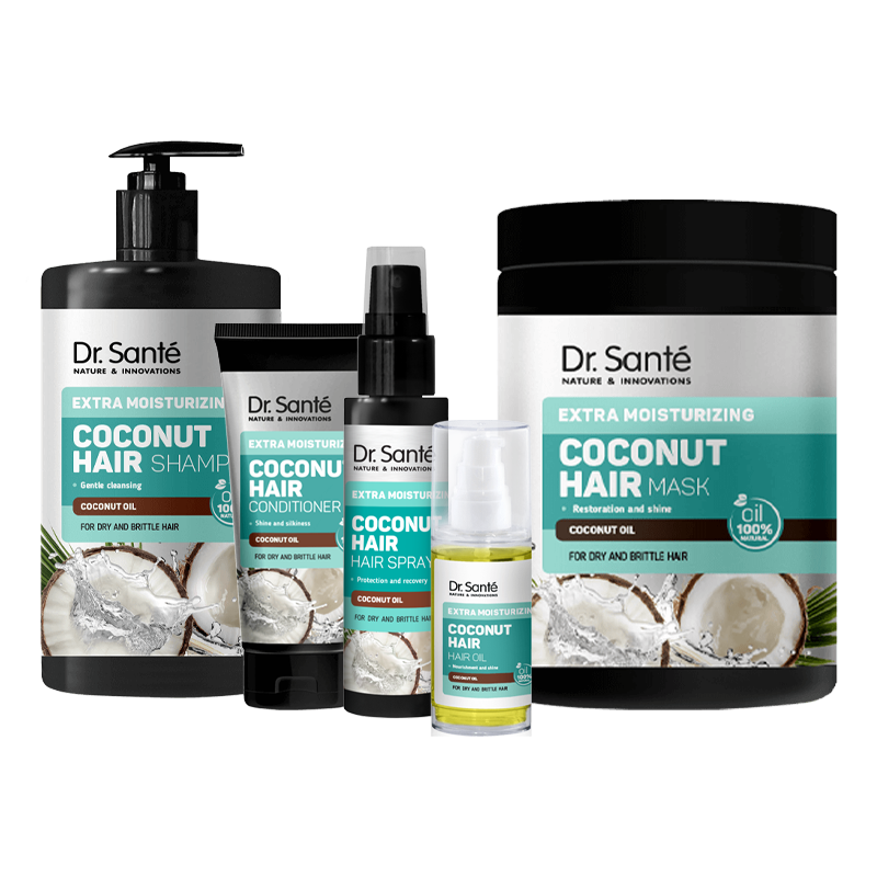 Zestaw do włosów wysuszonych z olejem kokosowym Dr. Sante