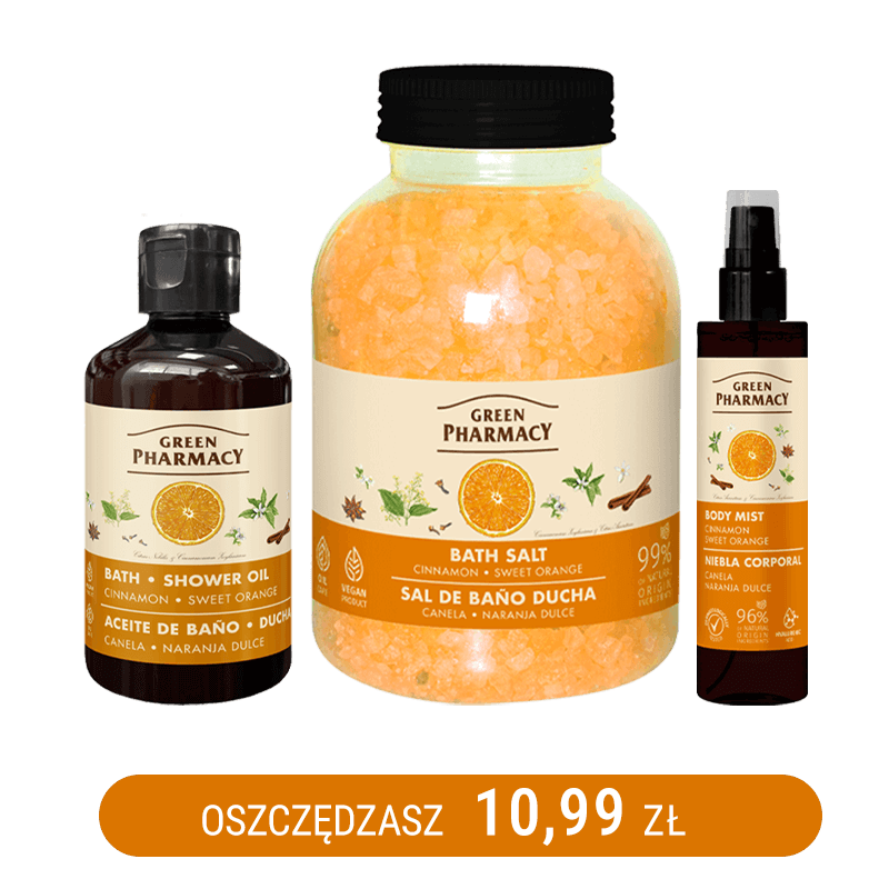 Zestaw do przyjemnej kąpieli o zapachu cynamonu i słodkiej pomarańczy Green Pharmacy
