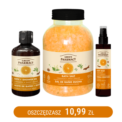 Zestaw do przyjemnej kąpieli o zapachu cynamonu i słodkiej pomarańczy