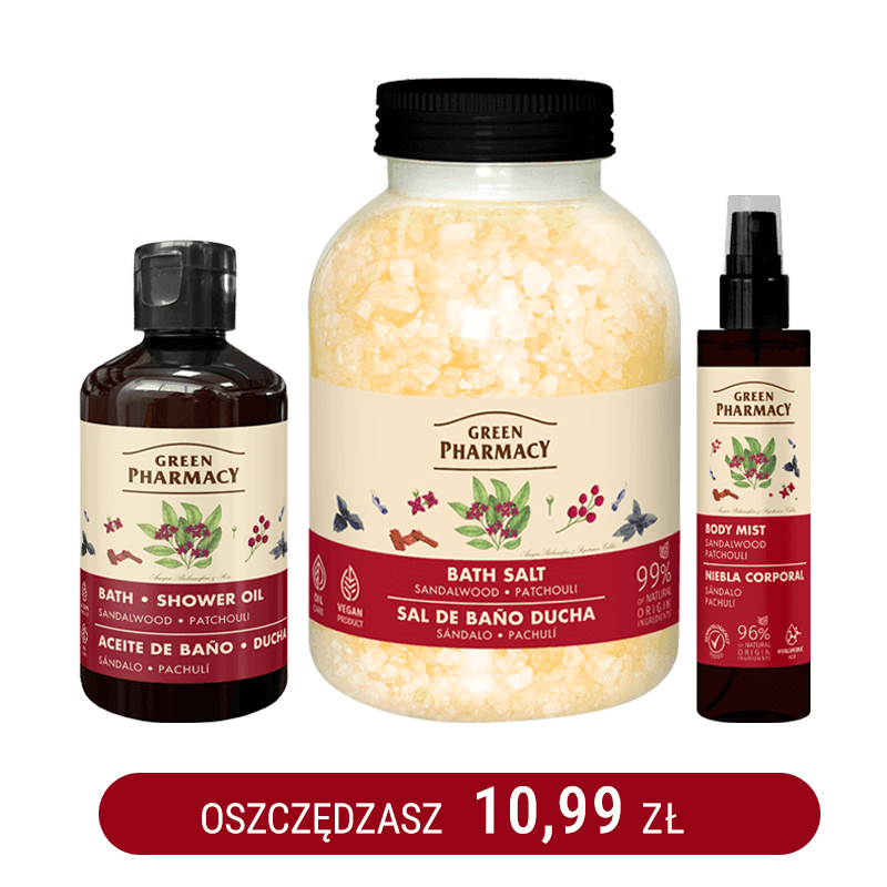 Zestaw do przyjemnej kąpieli o zapachu drzewa sandałowego i paczuli