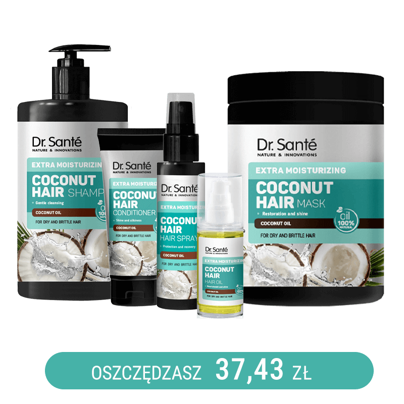 Zestaw do włosów wysuszonych z olejem kokosowym Dr. Sante